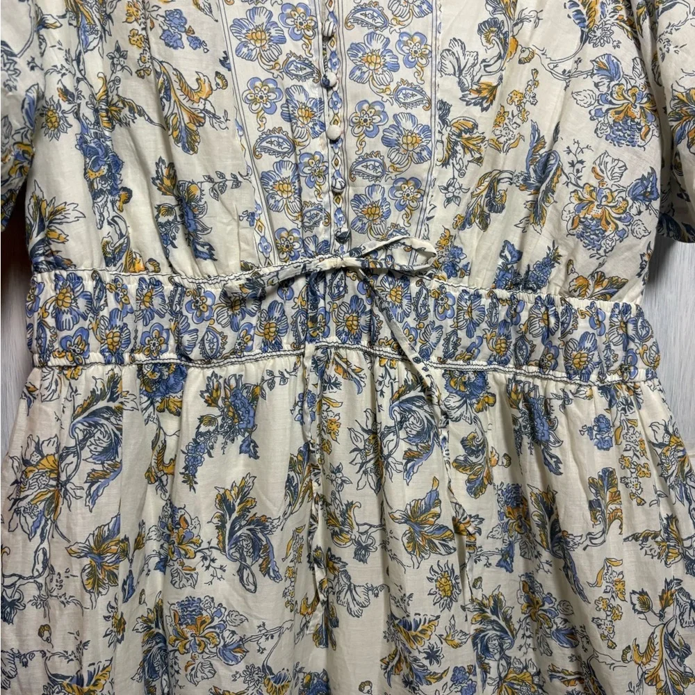 Lea White Floral Puff‎ Sleeve Midi Dresss Feminine Dainty Garden Party Romantic
